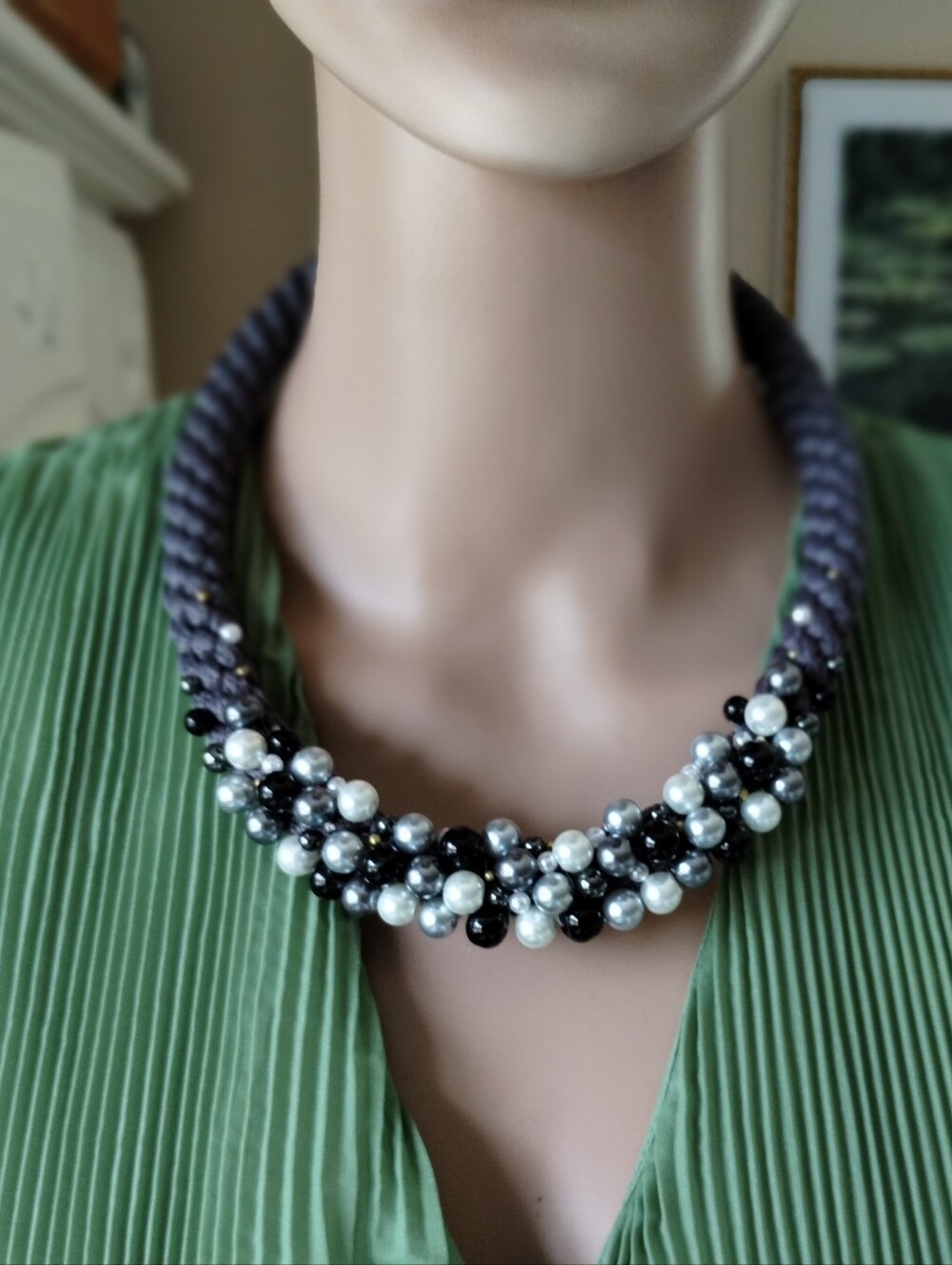 Elegant Black and Silver Beaded Necklace